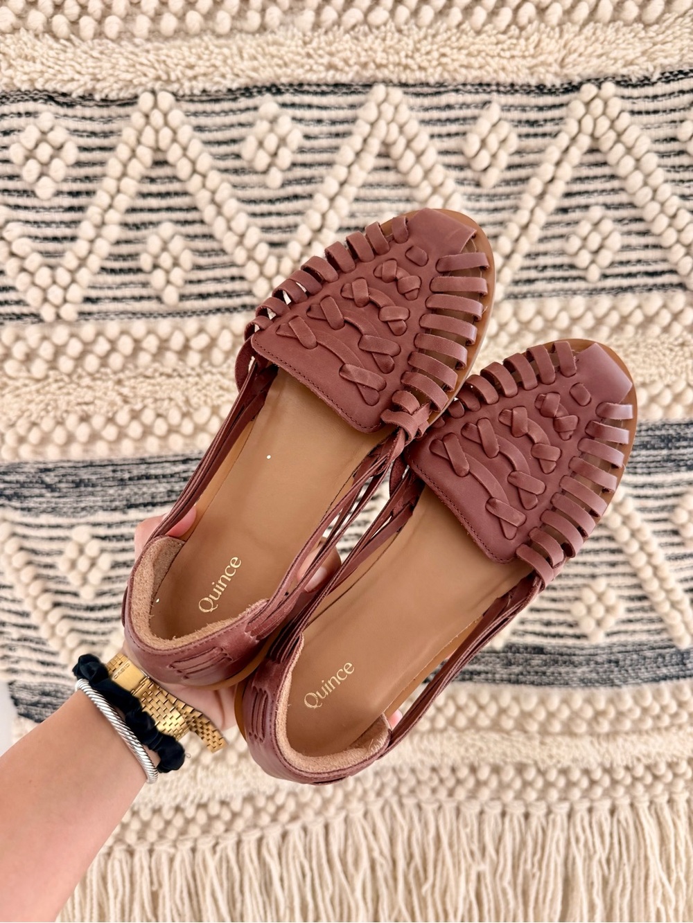 Quince Women’s Woven 100% Leather Huarache Flats